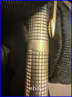 Parker 925 Sterling Silver Checkered Grid Ballpoint Pen Gold Arrow Clip Vintage
