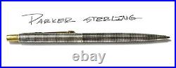 Parker Classic Cisele Sterling Silver Ball Point Pen Gold Tone Trim NEW INK