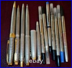 Parker Classic Sterling Silver Gold Set Pens Pencils Lot USA France Sonnet