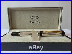 Parker Duofold Centennial Fountain Pen 18Kt Gold B Pt Sterling Silver New In Box