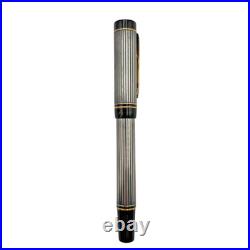 Parker Duofold Centennial Sterling Silver Fountain Pen 18k Gold Medium Nib