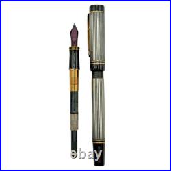 Parker Duofold Centennial Sterling Silver Fountain Pen 18k Gold Medium Nib
