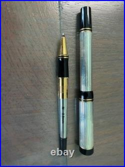 Parker Duofold Centennial Sterling Silver Rollerball Pen With Wood Case Rare