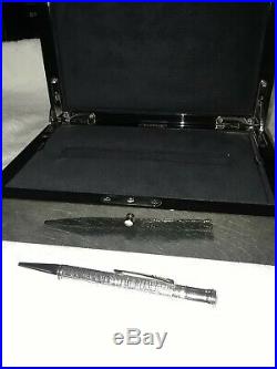 Parker Duofold Presidential Sterling Silver Esparto Ballpoint Pen in wooden box