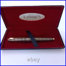 Parker Fountain Pen 18K Sterling Silver Plaid Pattern