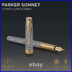 Parker Fountain Pen M Medium Sonnet Premium Sterling Silver Shizure GT 146mmx9mm