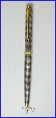 Parker Premier Ballpoint Pen Sterling Silver & Gold Trim In Box Mint