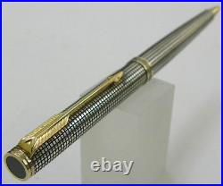 Parker Premier Ballpoint Pen Sterling Silver & Gold Trim In Box Mint