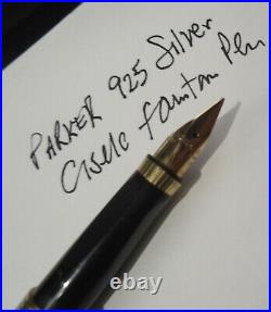 Parker Premier CISELE Fountain Pen Sterling Silver 18k Medium Nib Cased
