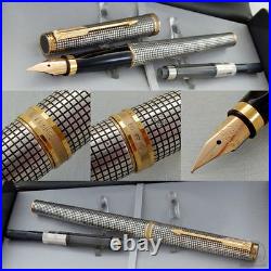 Parker Premier Sterling Silver Fountain Pen 18k Gold Medium Pt New In Box