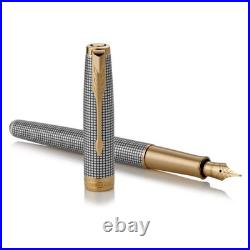Parker Sonnet Cisele Sterling Silver Fountain Pen 18K FINE New In Box 1931489