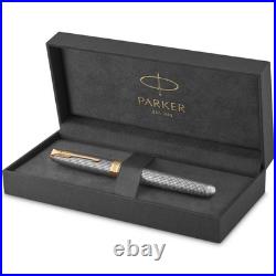 Parker Sonnet Cisele Sterling Silver Fountain Pen 18K FINE New In Box 1931489