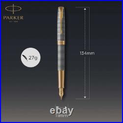 Parker Sonnet Cisele Sterling Silver Fountain Pen 18K FINE New In Box 1931489