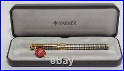 Parker Sonnet Cisele Sterling Silver Fountain Pen 18k France with Box
