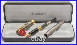 Parker Sonnet Cisele Sterling Silver Fountain Pen 18k France with Box