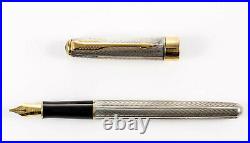 Parker Sonnet Fougere Sterling Silver 925 Cartridges Fountain Pen with 18K B-Nib