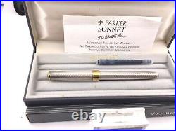 Parker Sonnet Fougere Sterling Silver Fountain Pen 18K Med nib Minty