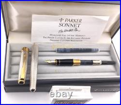 Parker Sonnet Fougere Sterling Silver Fountain Pen 18K Med nib Minty