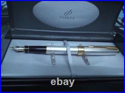 Parker Sonnet Fountain Pen Fougere Sterling Silver 18Kt M Pt 2 Tone Nib G2U
