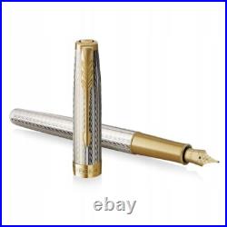 Parker Sonnet Mistral Fountain Pen Sterling Silver & Gold 18k Gold F New In Box