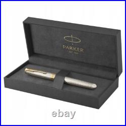Parker Sonnet Mistral Fountain Pen Sterling Silver & Gold 18k Gold F New In Box