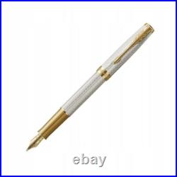 Parker Sonnet Mistral Fountain Pen Sterling Silver & Gold 18k Gold F New In Box