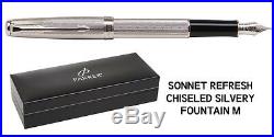 Parker Sonnet Premium Silver Lustre CT Medium Point Fountain Pen 1743562