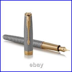 Parker Sonnet Prestige Sterling Silver Fountain Pen 18K F Pt New In Box 1931489
