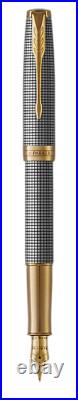 Parker Sonnet Sterling Silver Cisele Fountain Pen 18K Broad Pt New In Box