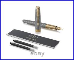 Parker Sonnet Sterling Silver Cisele Fountain Pen 18K Broad Pt New In Box