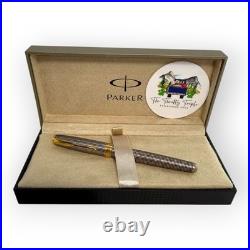 Parker Sonnet Sterling Silver Cisele Fountain Pen 18K Gold M Nib 1995 France VTG