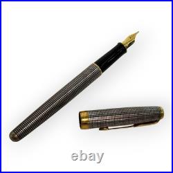 Parker Sonnet Sterling Silver Cisele Fountain Pen 18K Gold M Nib 1995 France VTG