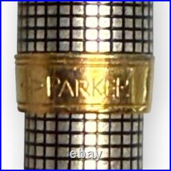 Parker Sonnet Sterling Silver Cisele Fountain Pen 18K Gold M Nib 1995 France VTG