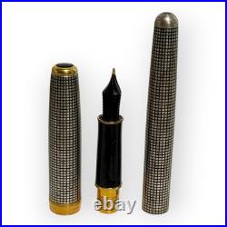 Parker Sonnet Sterling Silver Cisele Fountain Pen 18K Gold M Nib 1995 France VTG