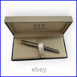 Parker Sonnet Sterling Silver Cisele Fountain Pen 18K Gold M Nib 1995 France VTG