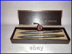 Parker Sterling Silver Classic Cisele Pen and Pencil Set with original box