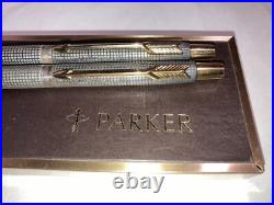Parker Sterling Silver Classic Cisele Pen and Pencil Set with original box