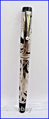 Parker Vintage Big Red Ball Pen with sterling overlay-large flower pattern-used