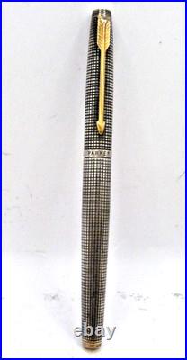 Parker Vintage Sterling Silver 75 Fountain Pen-medium-flat cap button