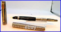 Parker Vintage Sterling Silver 75 Fountain Pen-medium-flat cap button