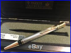 Parkerl Duofold Sterling Silver Ballpoint Pen New in Original Box/ all Papers