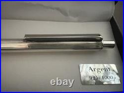 Pen Sphere Silver Solid 925 Stripe Engraved Vintage Button Ballpoint