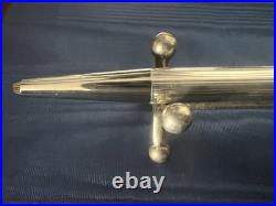 Pen Sphere Silver Solid 925 Stripe Engraved Vintage Button Ballpoint