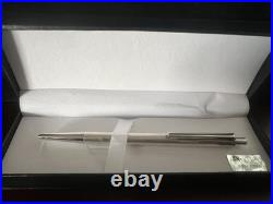 Pen Sphere Silver Solid 925 Stripe Engraved Vintage Button Ballpoint