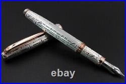 Pen & The City Solid Silver Fountain Pen Blue Cartridges Waterman Type EF Nib