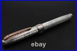 Pen & The City Solid Silver Fountain Pen Blue Cartridges Waterman Type EF Nib