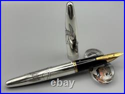 Pilot Custom Fountain Pen Sterling Silver Crane Design 18K F Nib 1970 Japan Pilot Custom Fountain Pen Sterling Silver Crane Design 18K F Nib 1970 Japan