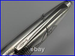 Pilot Custom Fountain Pen Sterling Silver Crane Design 18K F Nib 1970 Japan