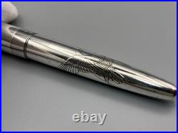 Pilot Custom Fountain Pen Sterling Silver Crane Design 18K F Nib 1970 Japan