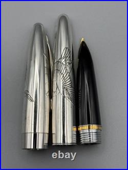 Pilot Custom Fountain Pen Sterling Silver Crane Design 18K F Nib 1970 Japan